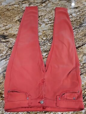 7 for All Man Kind Women's Pink High-Waist Jeans Size 31 Inseam 30" Rise 6.5"